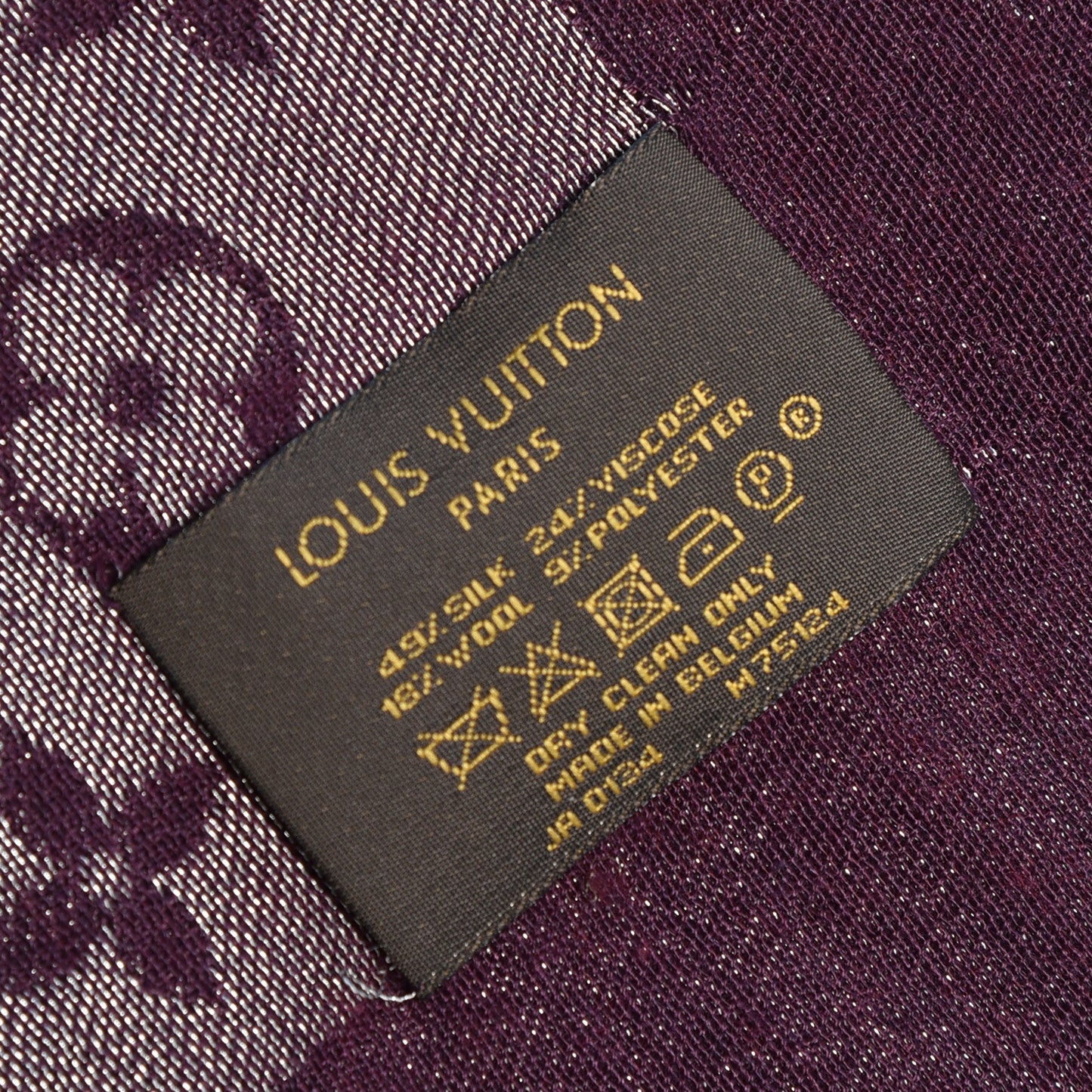 Silk Lurex Wool Monogram Shine Shawl Amarante