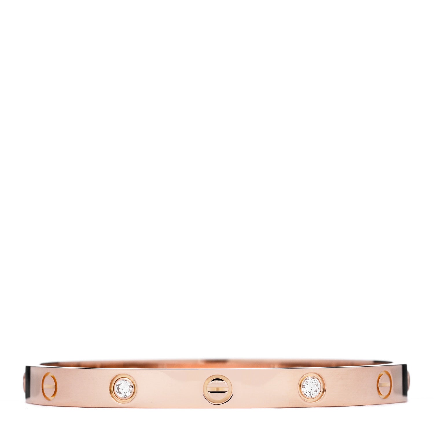 Cartier 18K Pink Gold 4 Diamond LOVE Bracelet 17 1 of 5