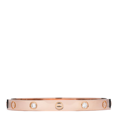 Cartier 18K Pink Gold 4 Diamond LOVE Bracelet 17 1 of 5