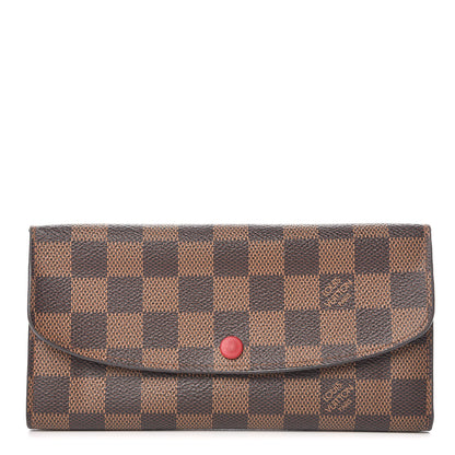 Louis Vuitton Damier Ebene Emilie Wallet Red 1 of 13