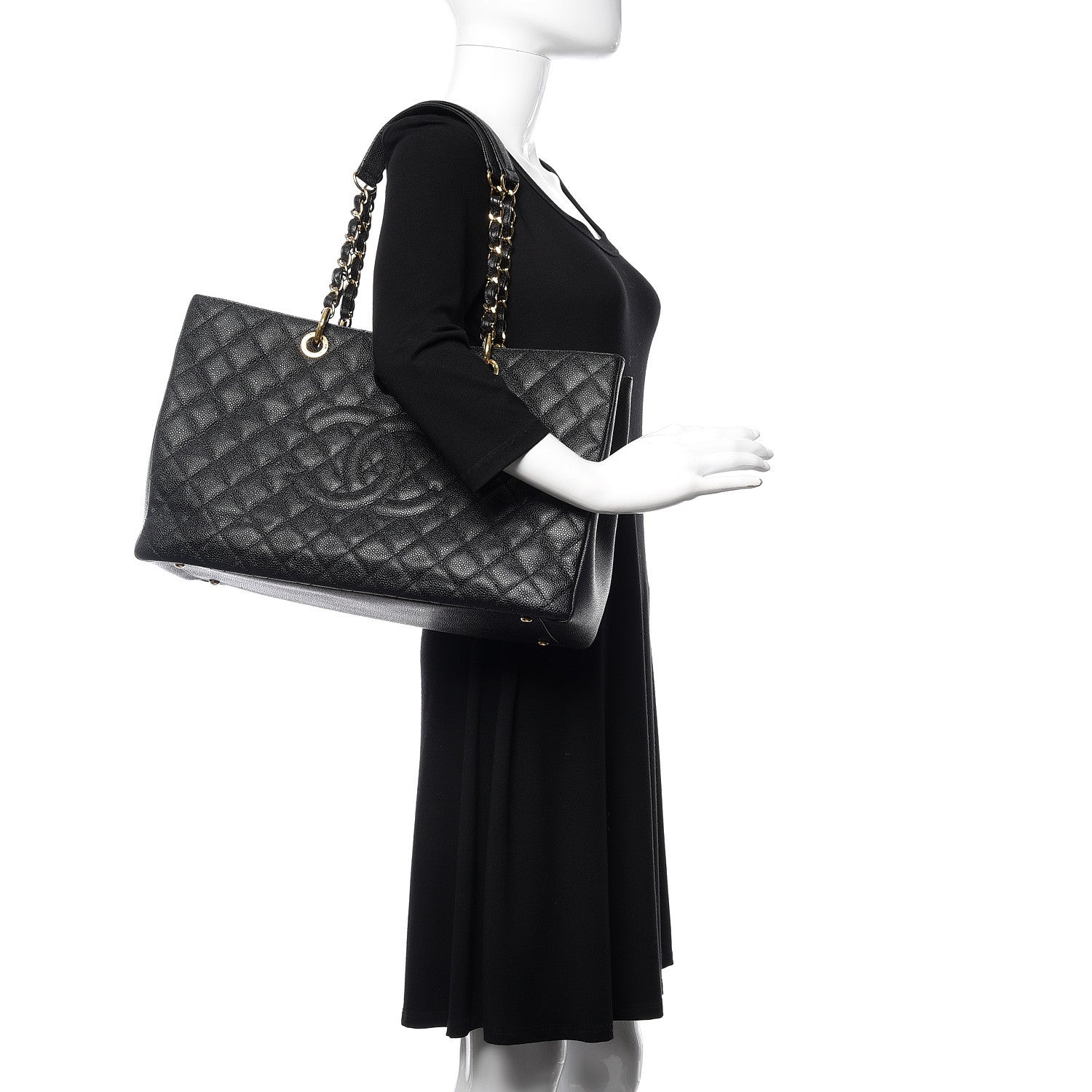 Chanel Caviar Quilted XL Grand Shopping Tote GST Black 2 of 10