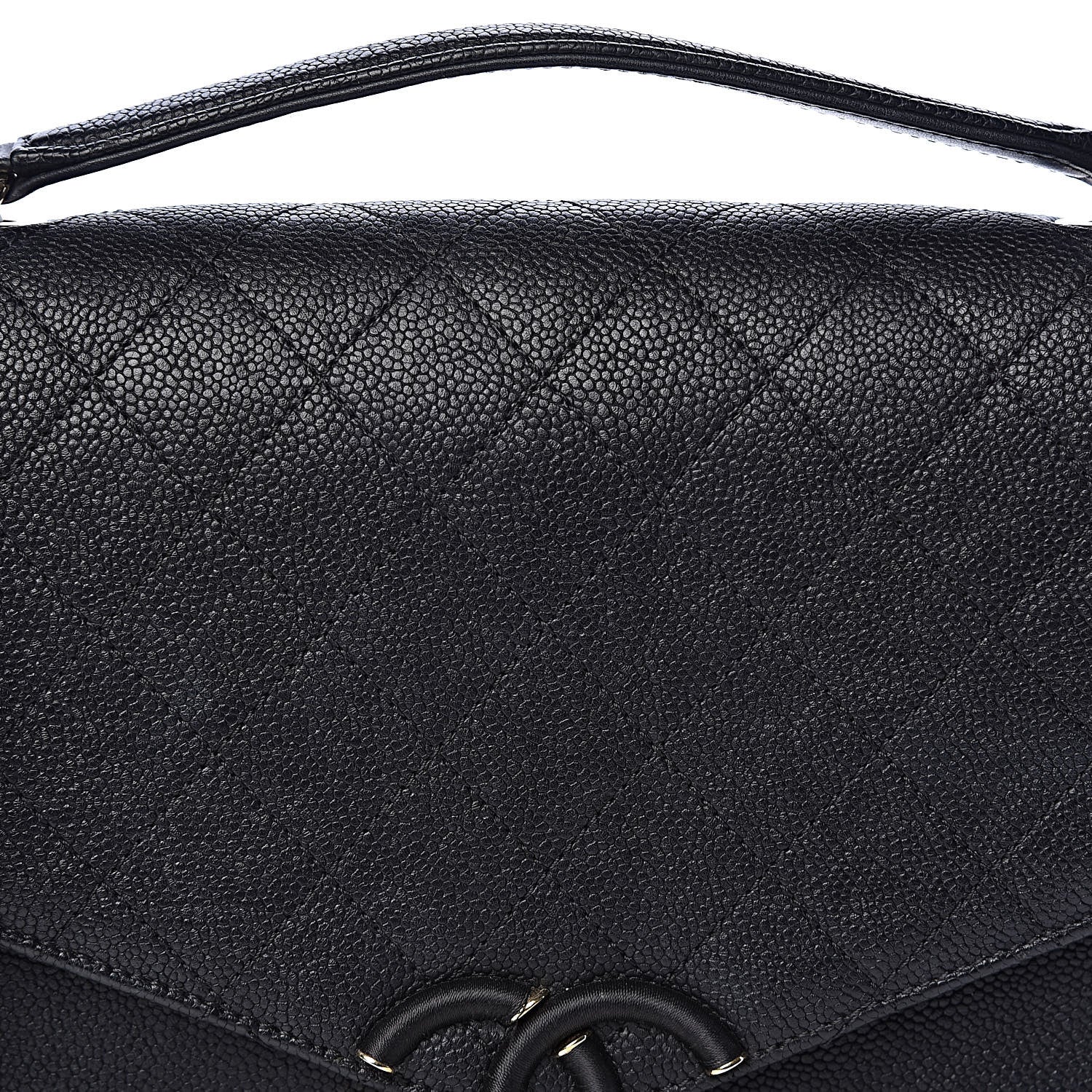 Chanel Grained Calfskin Quilted Medium Cuba Top Handle Flap Black 11 of 14