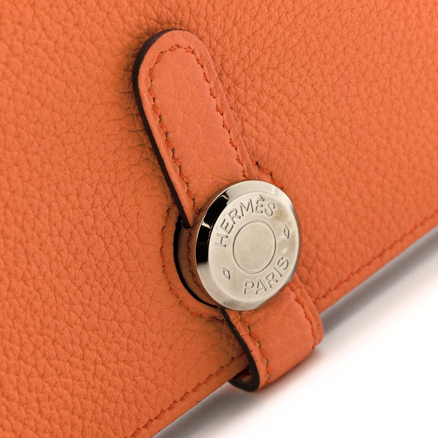 Hermes Togo Dogon Duo Wallet Orange Poppy Rose Candy 8 of 12