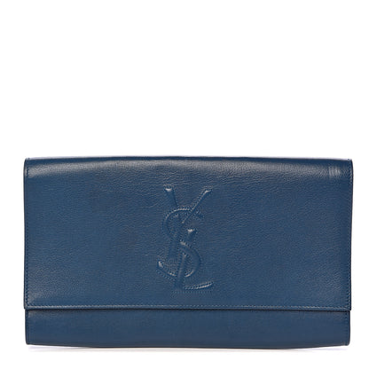 Saint Laurent Goatskin Large Belle De Jour Clutch Blue 1 of 7