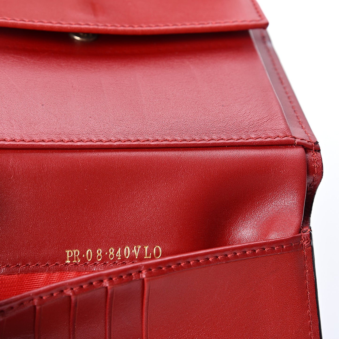 Vitello Rockstud Flip Lock Compact Wallet Red