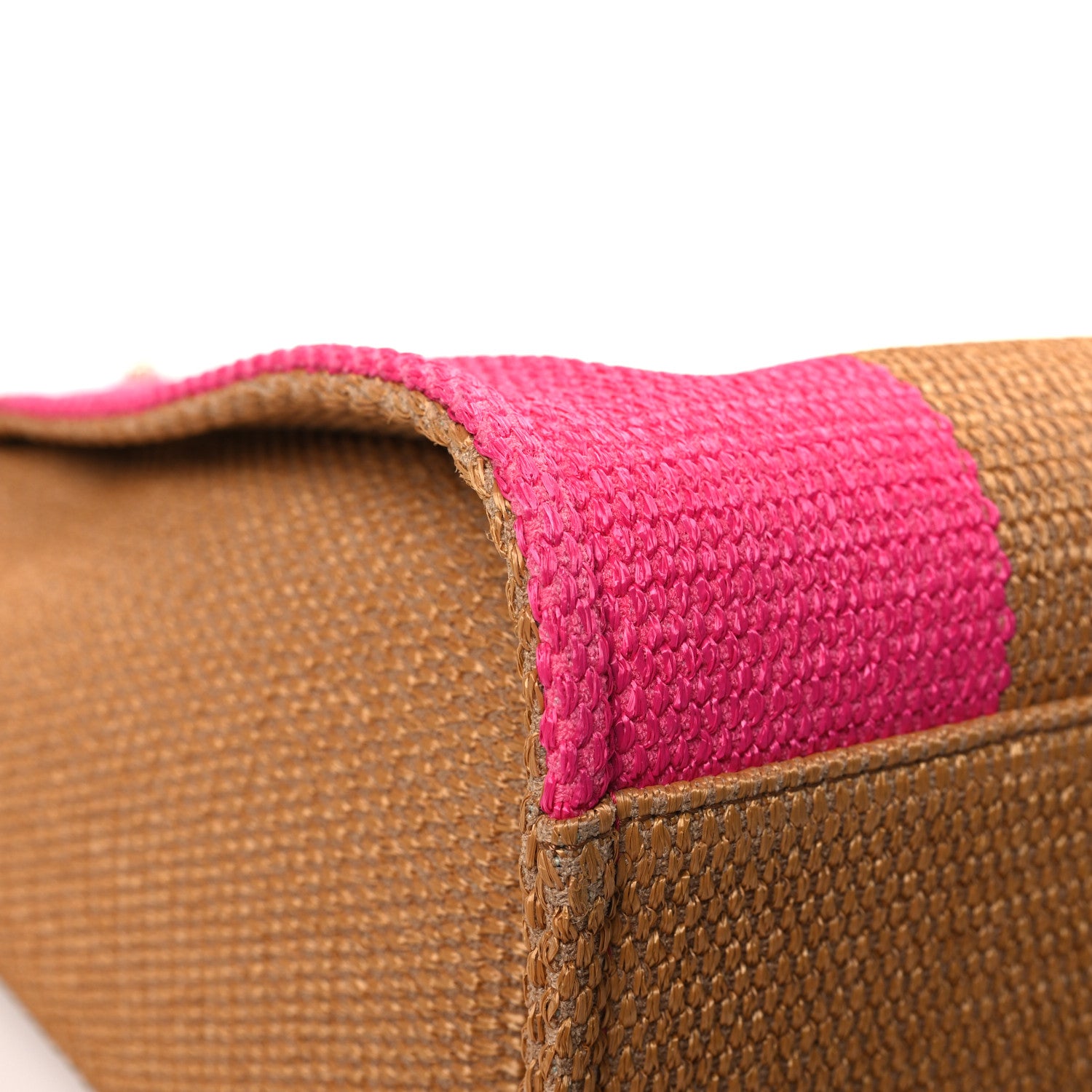 Chanel Straw Raffia Calfskin Striped Medium Deauville Tote Dark Beige Fuchsia Navy Blue 9 of 12