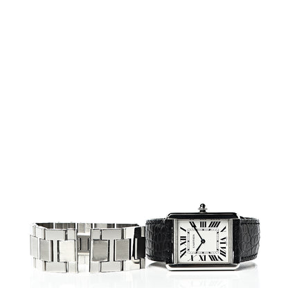 Cartier Stainless Steel Alligator 27mm Tank Solo Quartz Watch 10 of 11