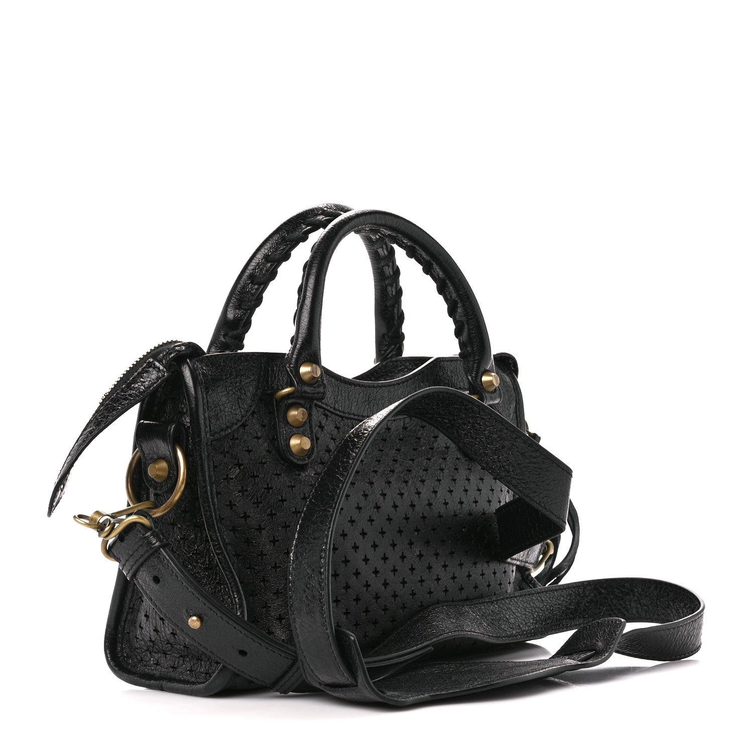 Balenciaga Agneau Stadio Laser Cut Cross Classic Gold Hardware Mini City Black 3 of 11