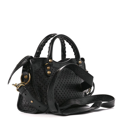 Balenciaga Agneau Stadio Laser Cut Cross Classic Gold Hardware Mini City Black 3 of 11