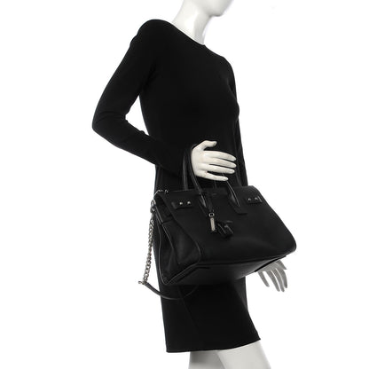 Saint Laurent Grained Calfskin Small Supple Chain Sac De Jour Black 2 of 9