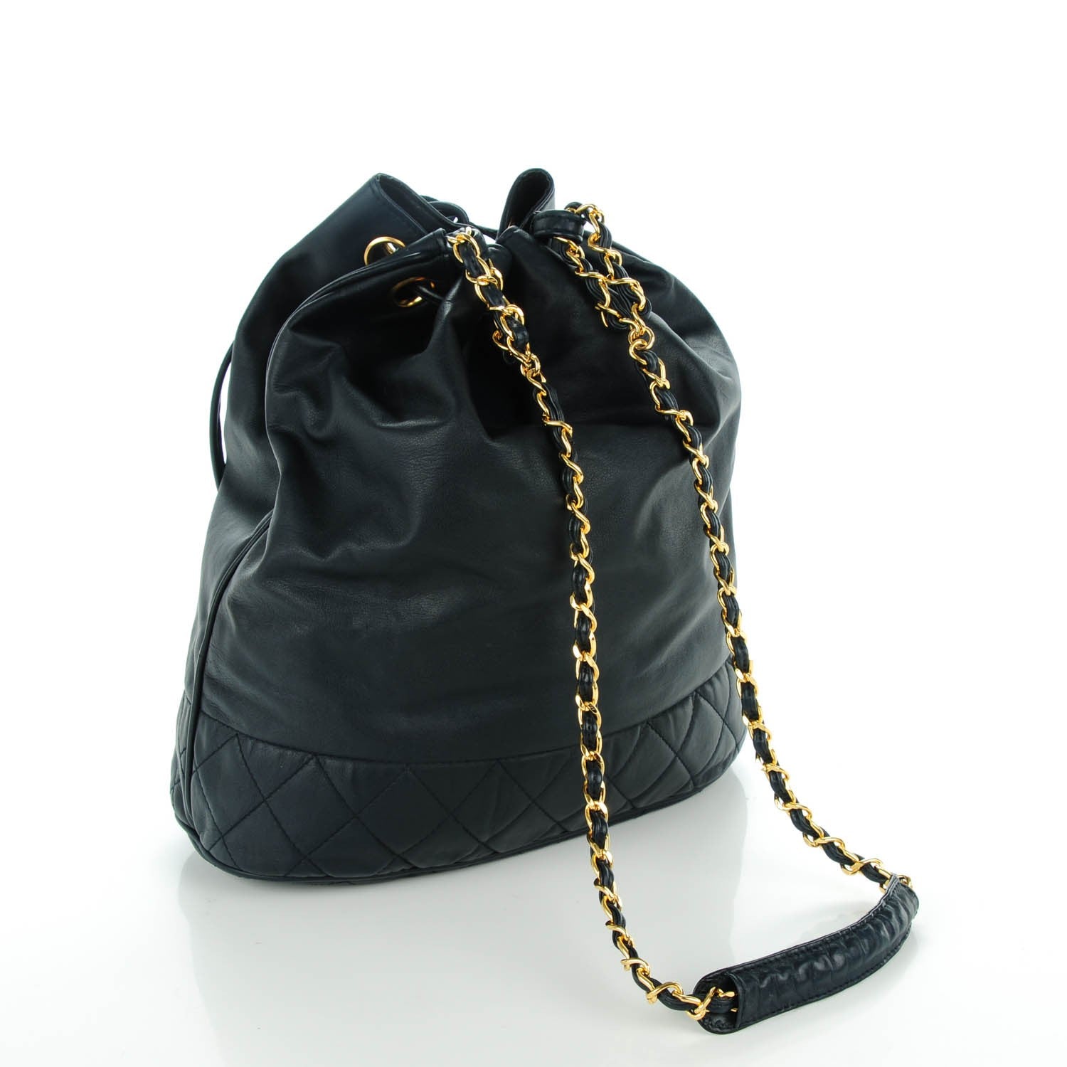 Chanel Lambskin Drawstring Shoulder Bag Navy 3 of 6