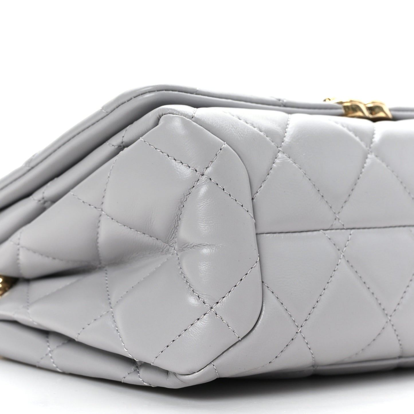 Lambskin Quilted Medium Color Match Flap Grey