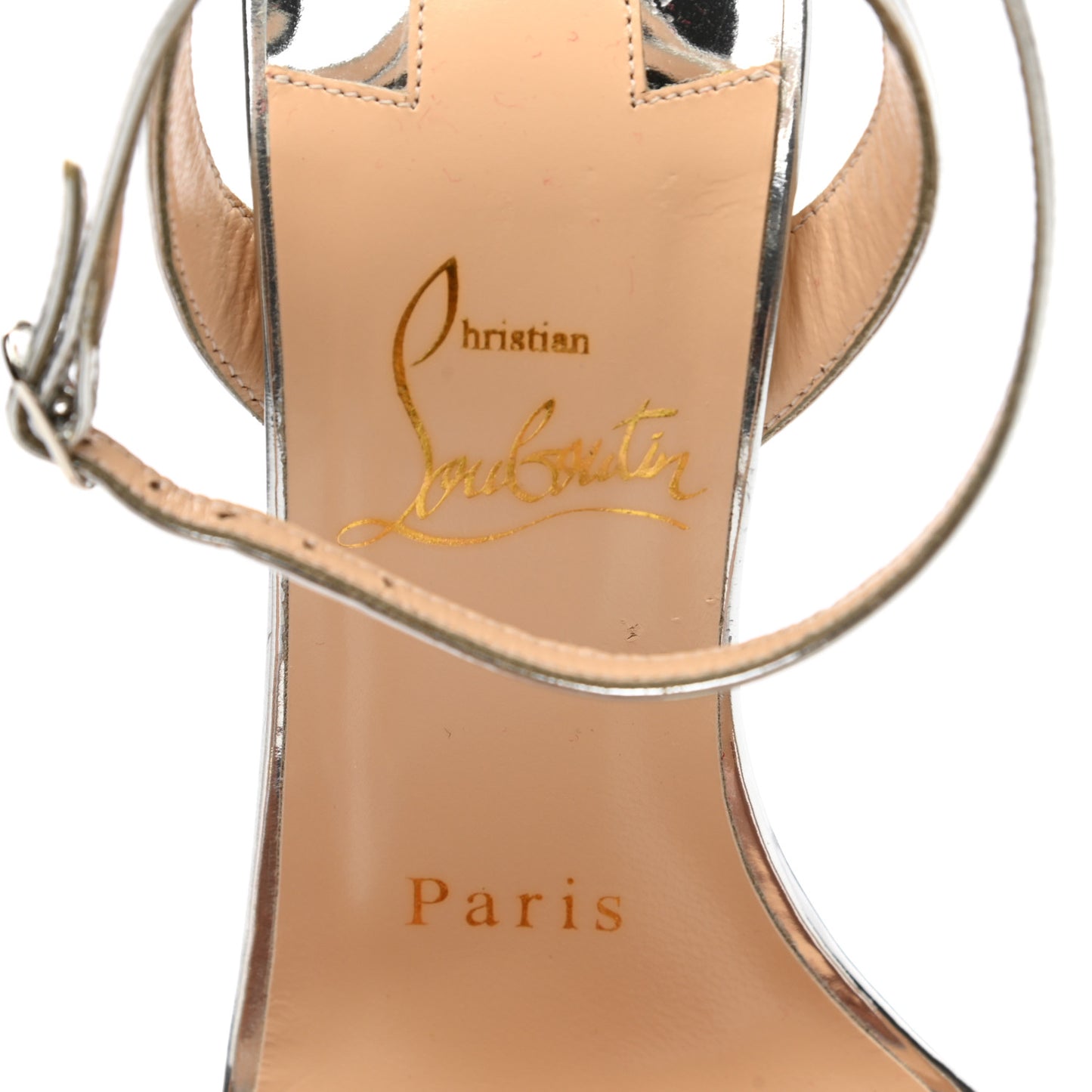 Satin Specchino Okydok 100 Ankle Strap Sandals 35 Silver