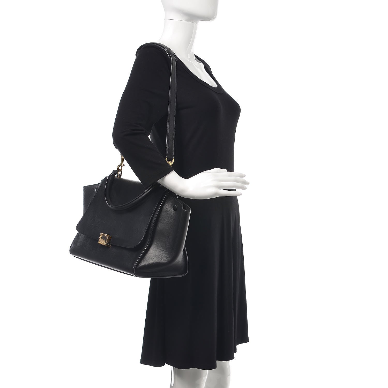 Celine Smooth Calfskin Medium Trapeze Black 2 of 10