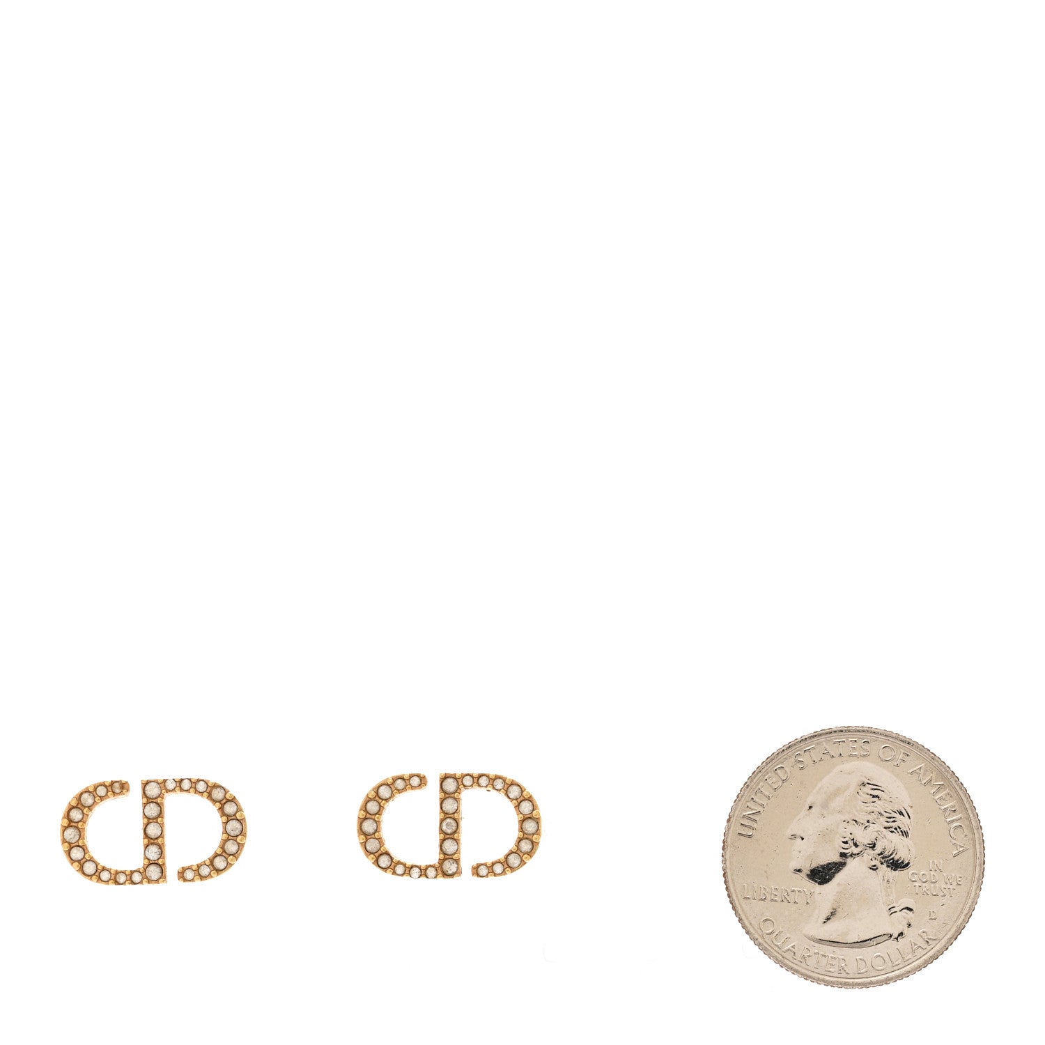 Christian Dior Crystal Petit CD Stud Earrings Gold 2 of 4