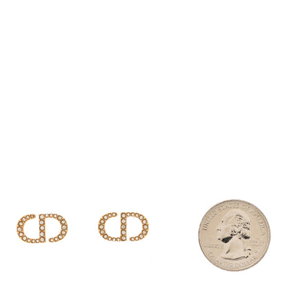 Christian Dior Crystal Petit CD Stud Earrings Gold 2 of 4