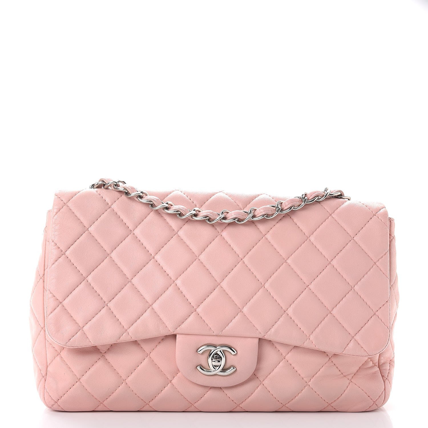 Chanel Lambskin Quilted Jumbo Single Flap Light Pink 1 of 13
