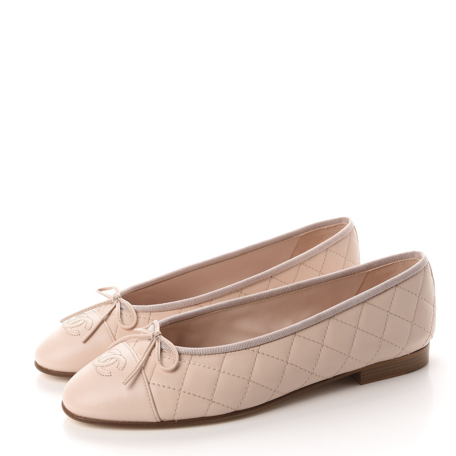 Chanel Lambskin Quilted Cap Toe Ballerina Flats 40 Beige 3 of 10