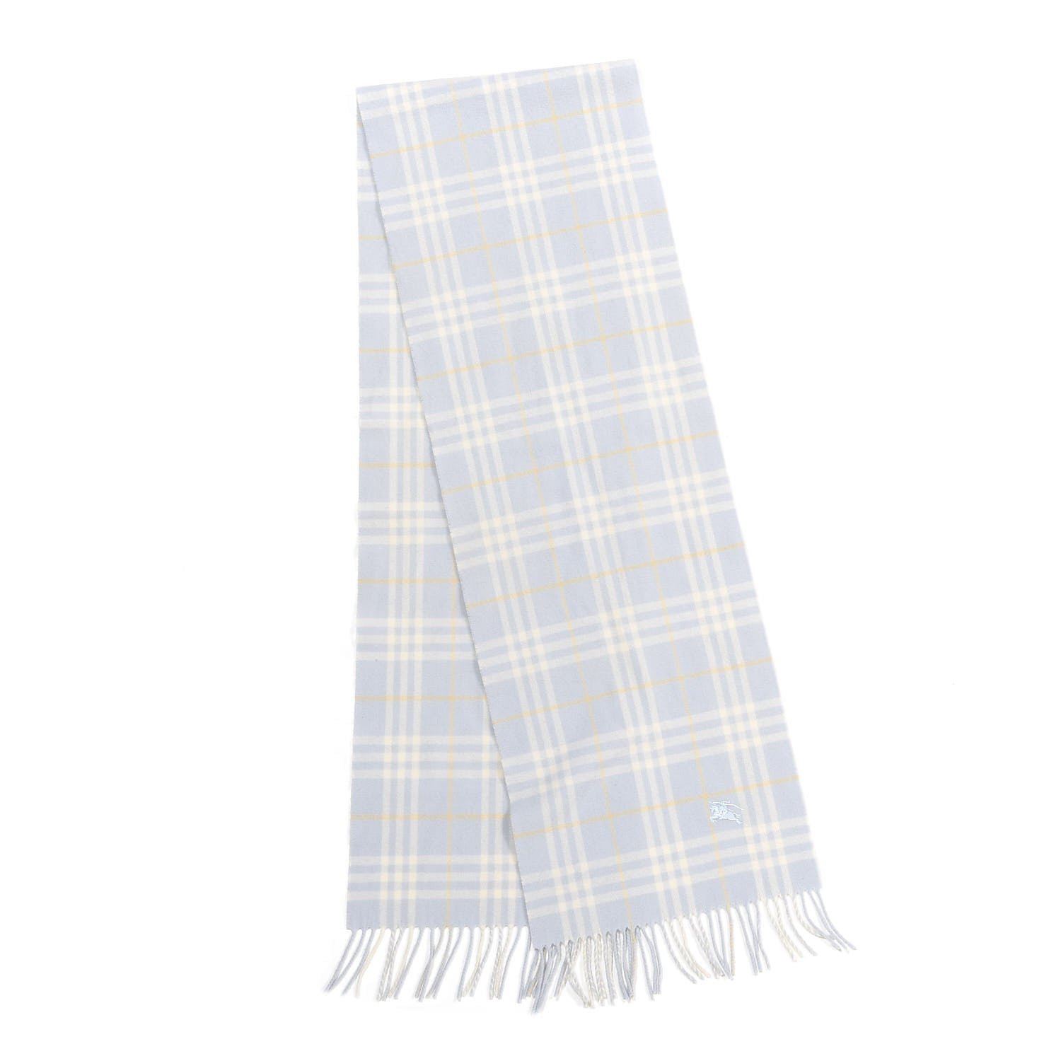Burberry Lambswool Check Fringe Scarf Light Blue 2 of 5