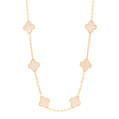 Van Cleef & Arpels 18K Yellow Gold Mother of Pearl 10 Motifs Vintage Alhambra Necklace 1 of 6
