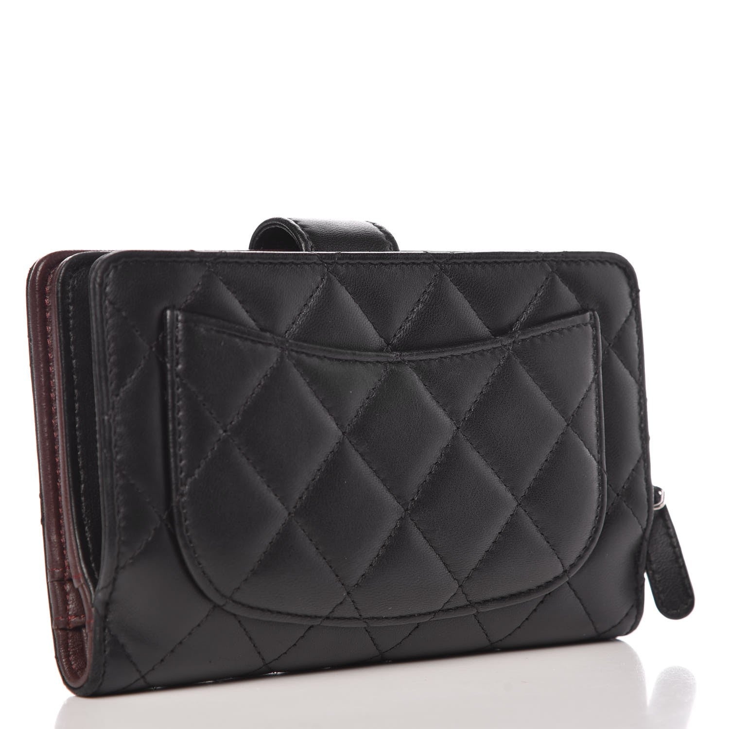 Chanel Lambskin Quilted Zipped Pocket Wallet Black 3 of 9