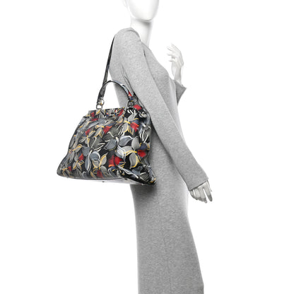 Fendi Calfskin Orchid Large Peekaboo Iconic Satchel Black Multicolor 2 of 11