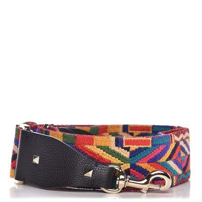 Valentino Garavani Canvas Geometric Embroidered Rockstud Guitar Strap Multicolor 1 of 4