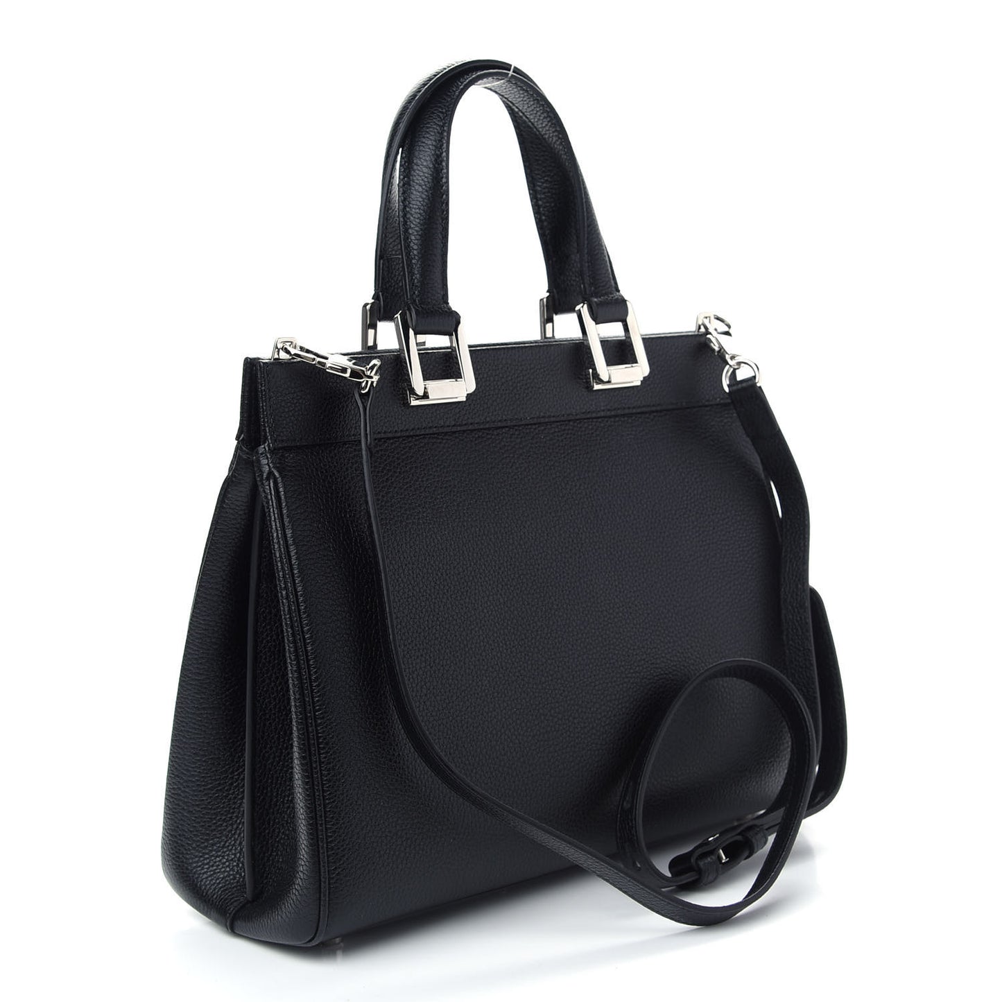 Grainy Calfskin Small Zumi Top Handle Bag Black