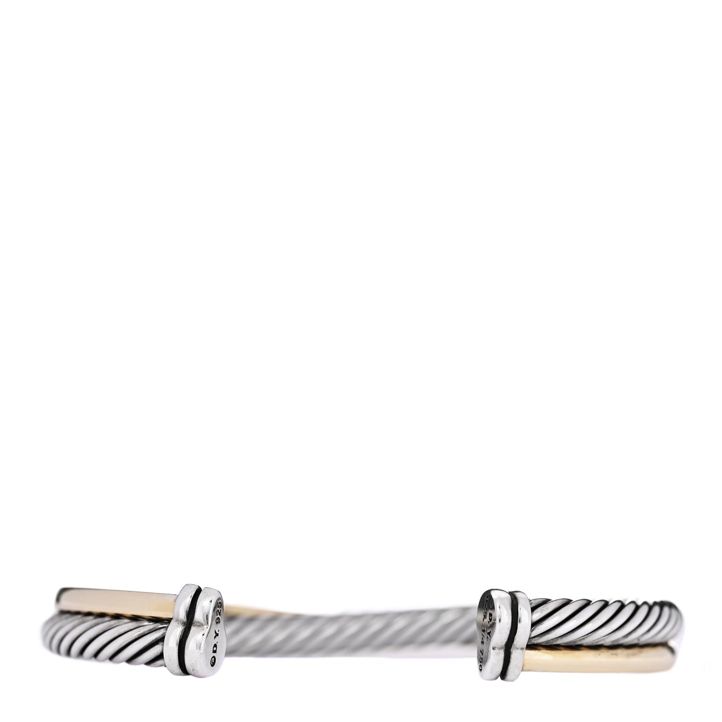 Sterling Silver 18K Yellow Gold 5mm Crossover Cuff Bracelet