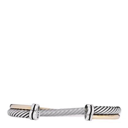 David Yurman Sterling Silver 18K Yellow Gold 5mm Crossover Cuff Bracelet 3 of 5