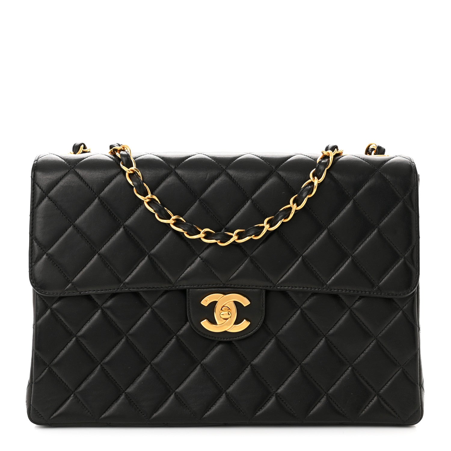 Chanel Lambskin Quilted XL Jumbo Single Flap Black 1 of 10