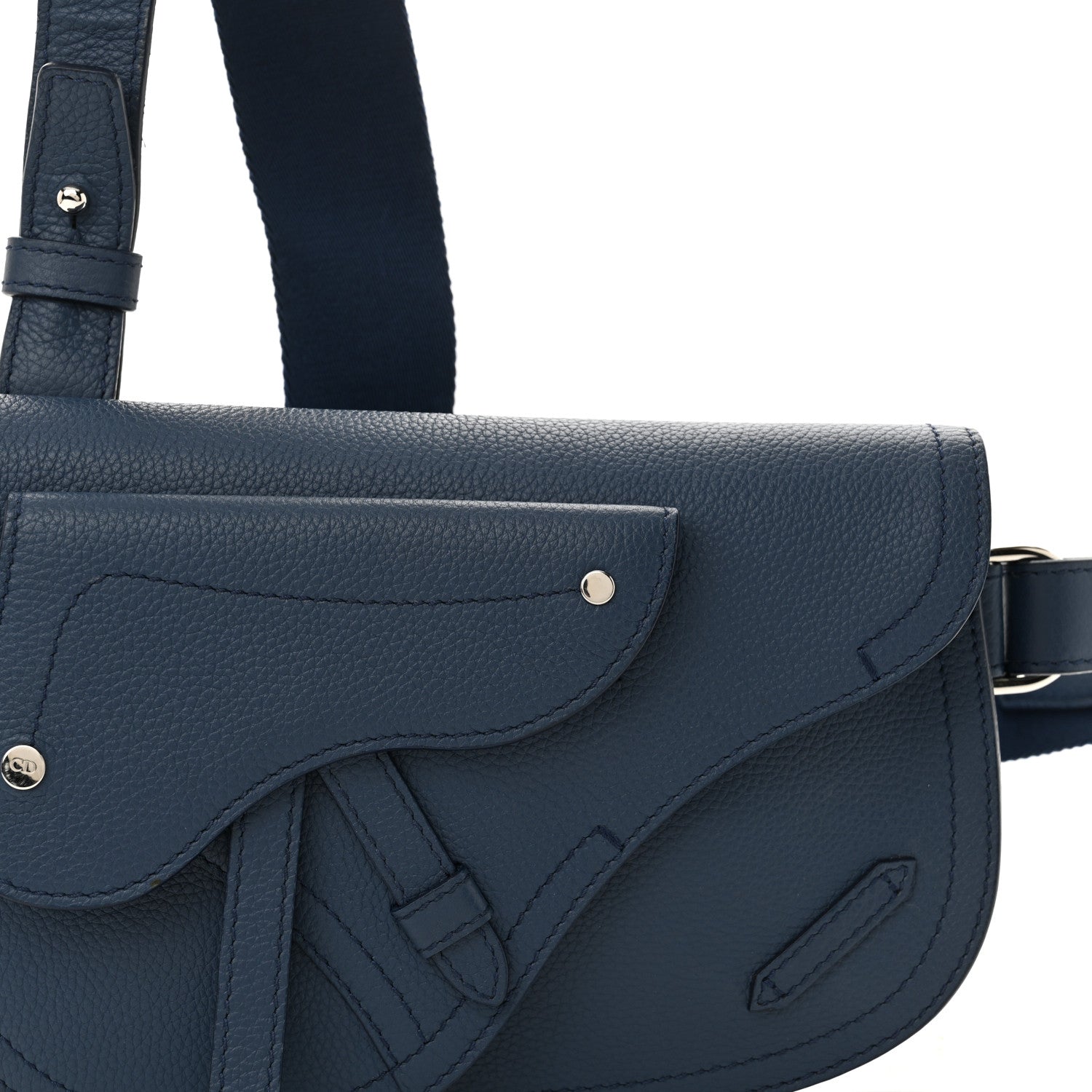 Christian Dior Grained Calfskin Saddle Pouch Blue 8 of 12