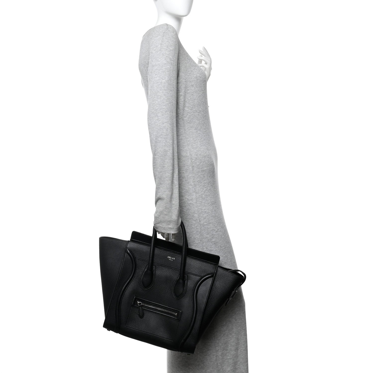 Celine Drummed Calfskin Mini Luggage Black 2 of 12
