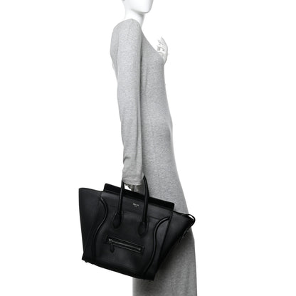 Celine Drummed Calfskin Mini Luggage Black 2 of 12