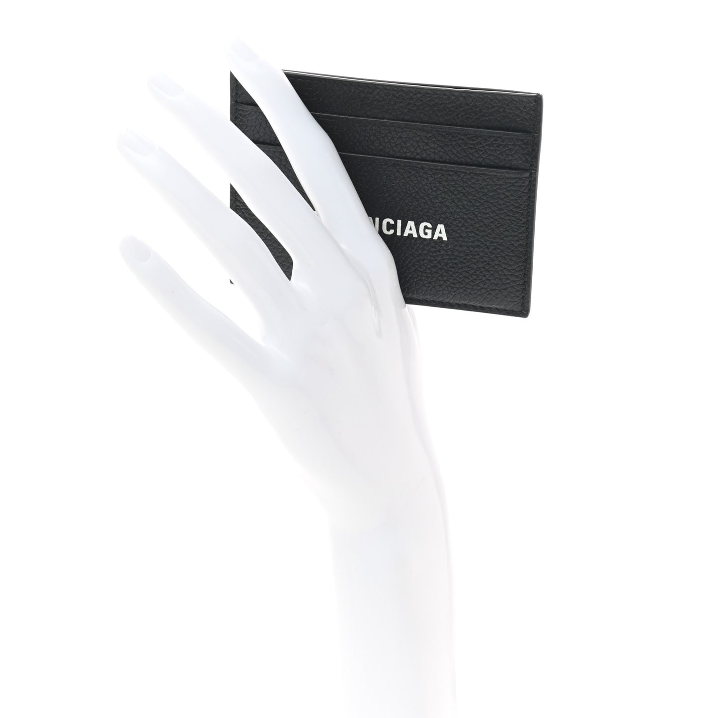 Grained Calfskin Logo Cash Card Holder Black White