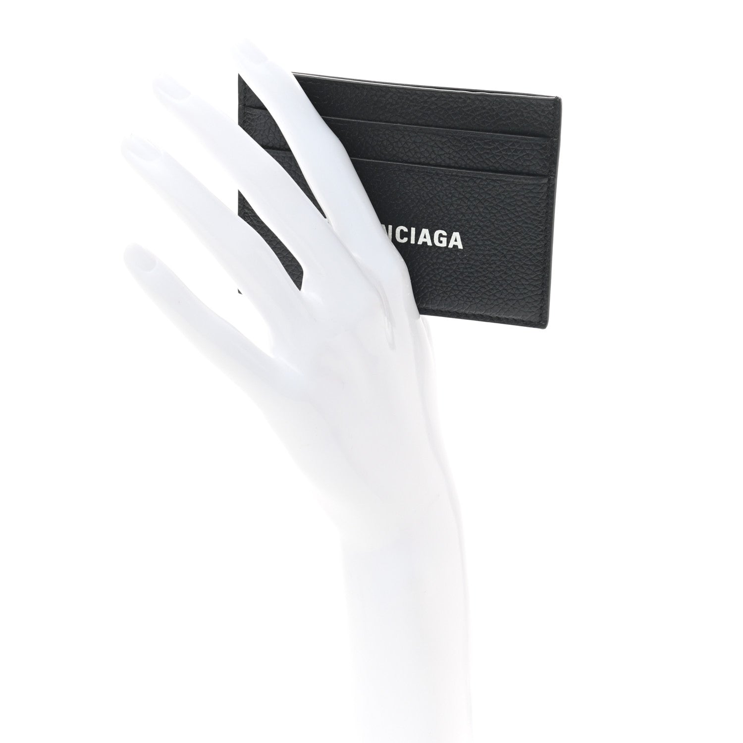 Balenciaga Grained Calfskin Logo Cash Card Holder Black White 2 of 6
