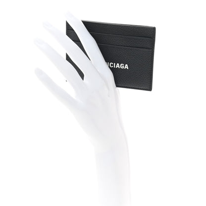 Balenciaga Grained Calfskin Logo Cash Card Holder Black White 2 of 6