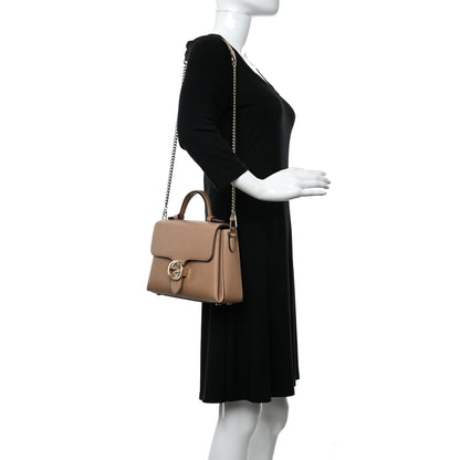 Gucci Dollar Calfskin Interlocking G Top Handle Shoulder Bag Camelia 2 of 11