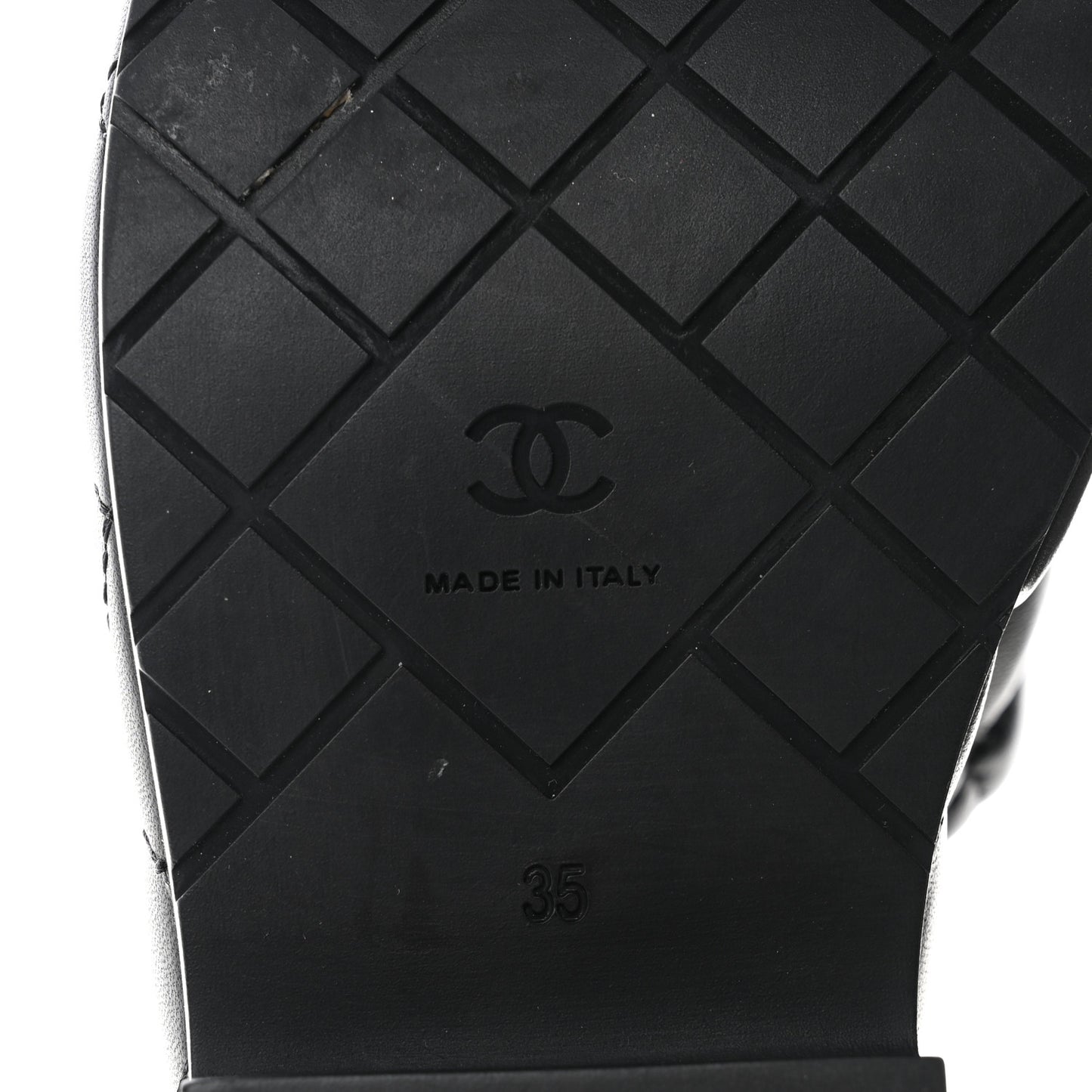 Lambskin Quilted CC Mules Wedge Sandals 35 Black