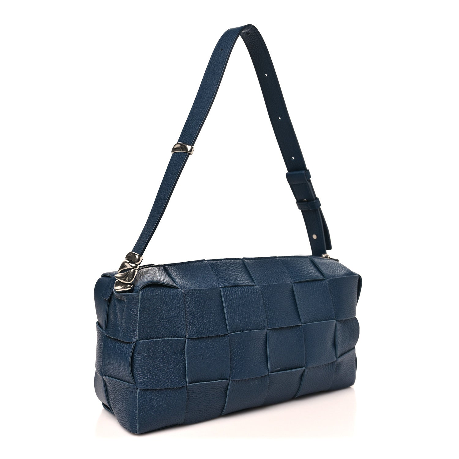 Bottega Veneta Grained Calfskin Maxi Intrecciato Brick Cassette Bag Deep Blue 3 of 9