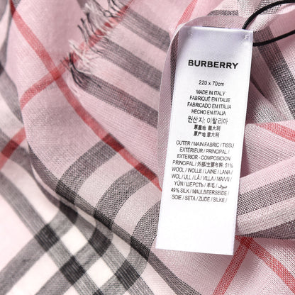 Burberry Wool Silk Gauze Vintage Check Scarf Alabaster Pink 5 of 5