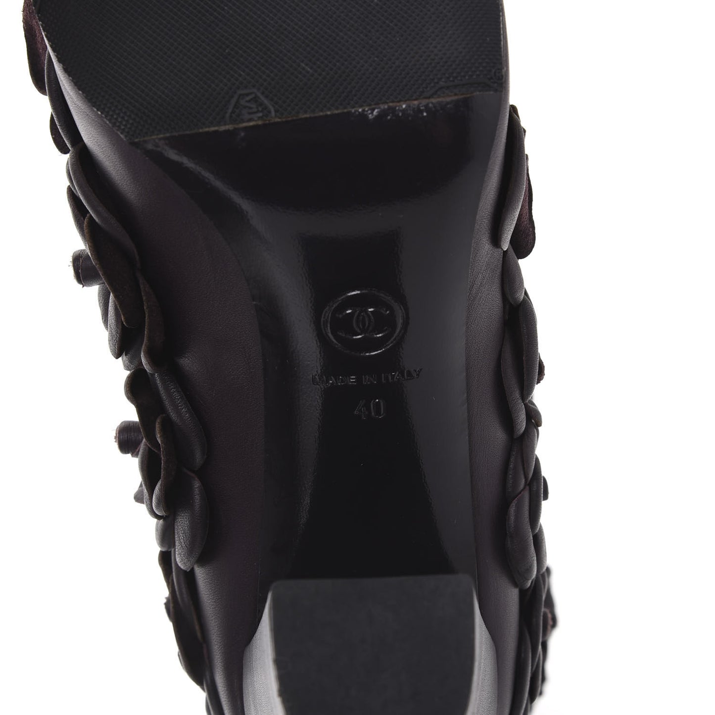 Calfskin Camellia Boots 40 Bordeaux