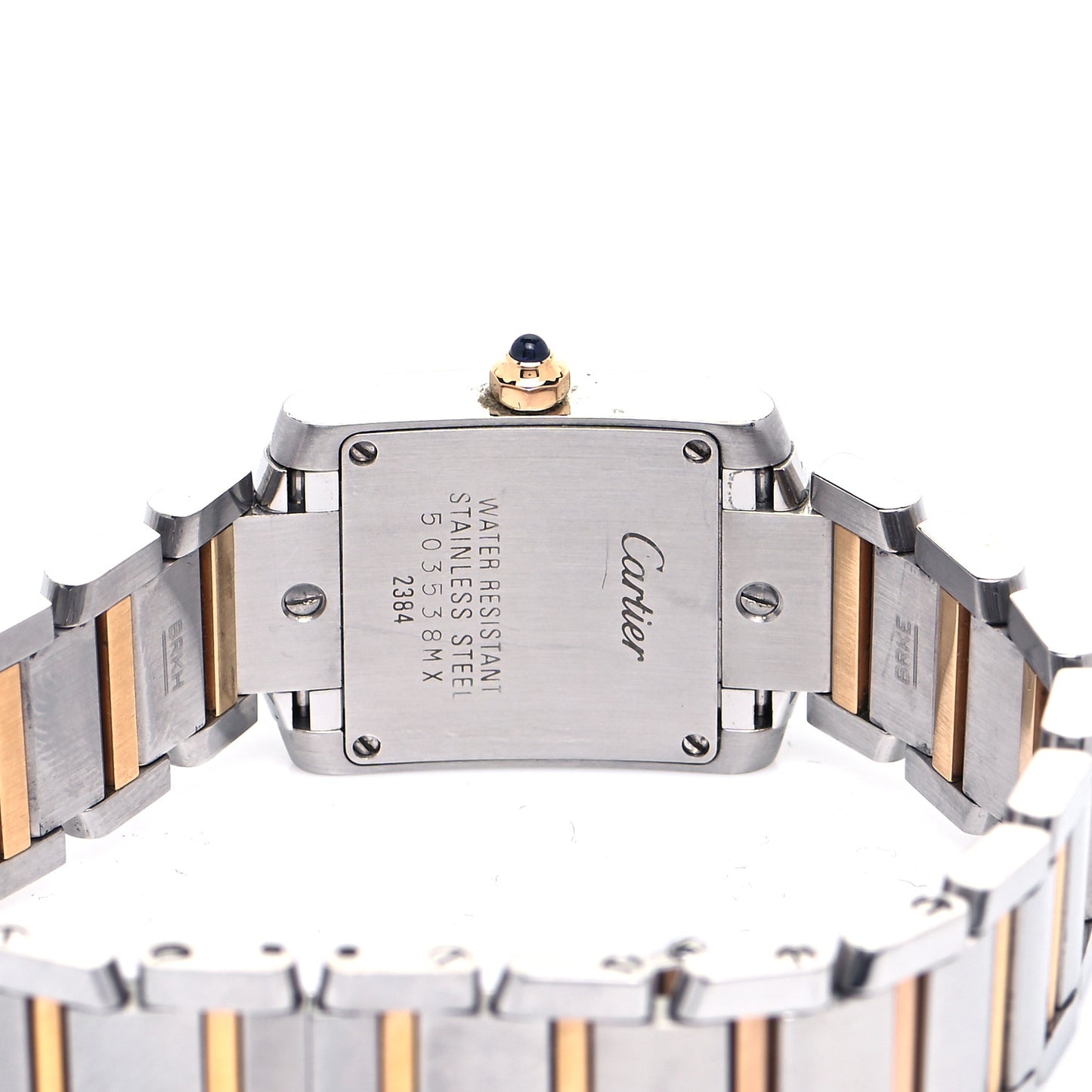 Stainless Steel 18K Pink Gold Mother of Pearl 20mm Tank Francaise Quartz Watch