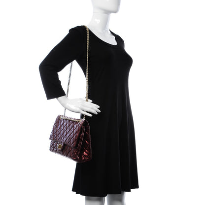 Chanel Metallic Aged Calfskin 2.55 Reissue 227 Flap Dark Red 2 of 9