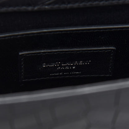 Saint Laurent Calfskin Crocodile Embossed Medium Classic Monogram Kate Satchel Black 5 of 8