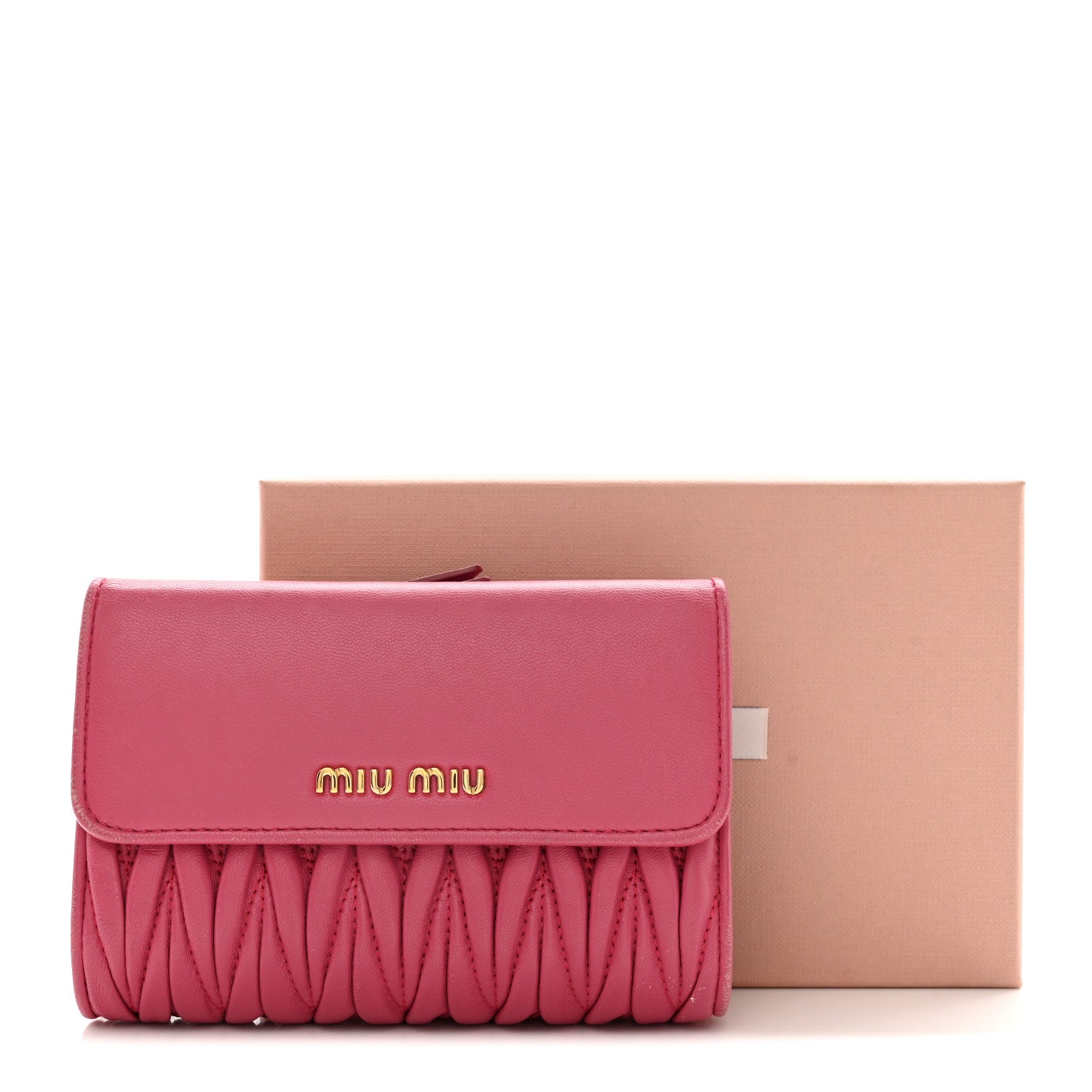 Miu Miu Nappa Matelasse Flap Tri-Fold Wallet Geranio 14 of 14