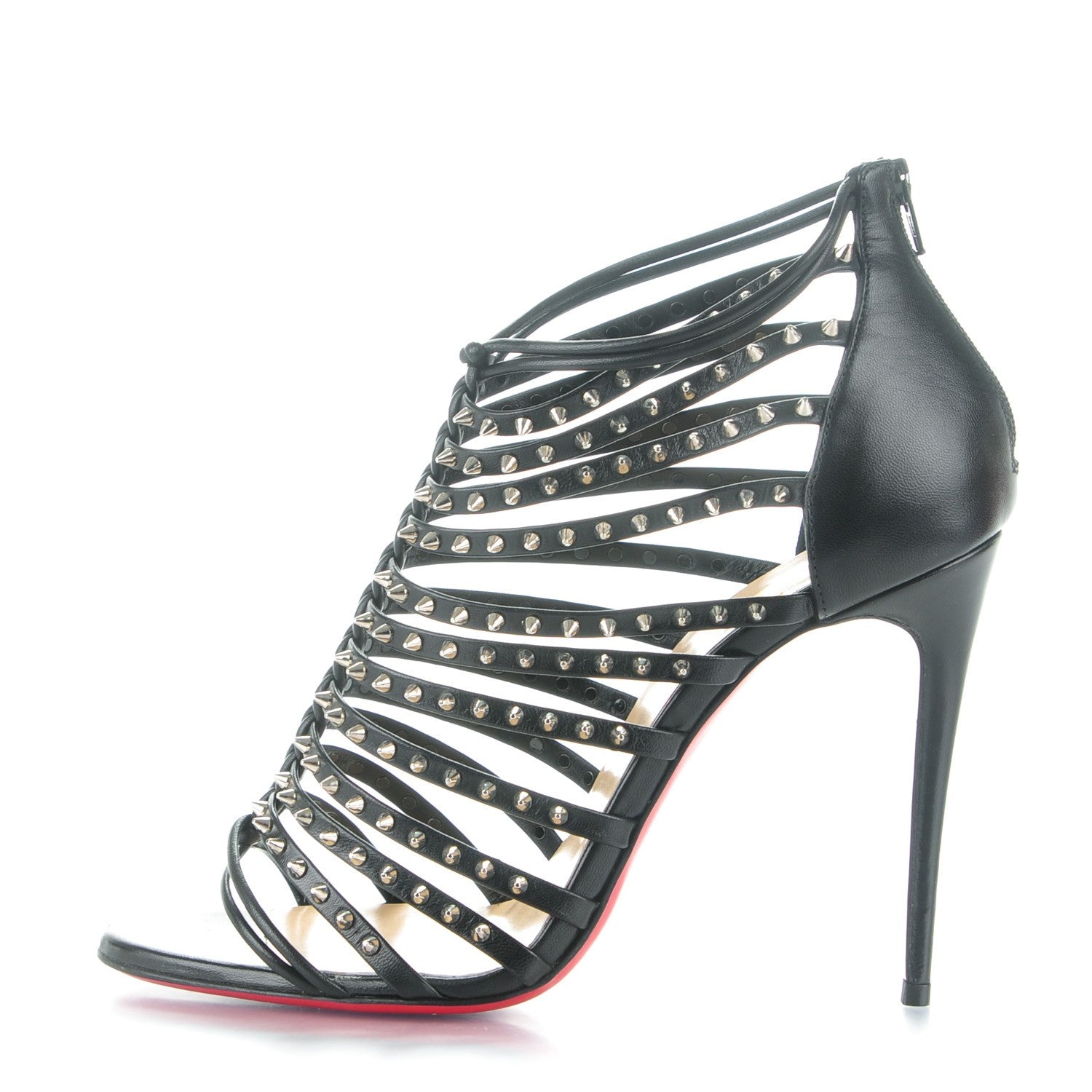 Christian Louboutin Kid Millaclou 100 Cage Sandals 36.5 Black 1 of 8