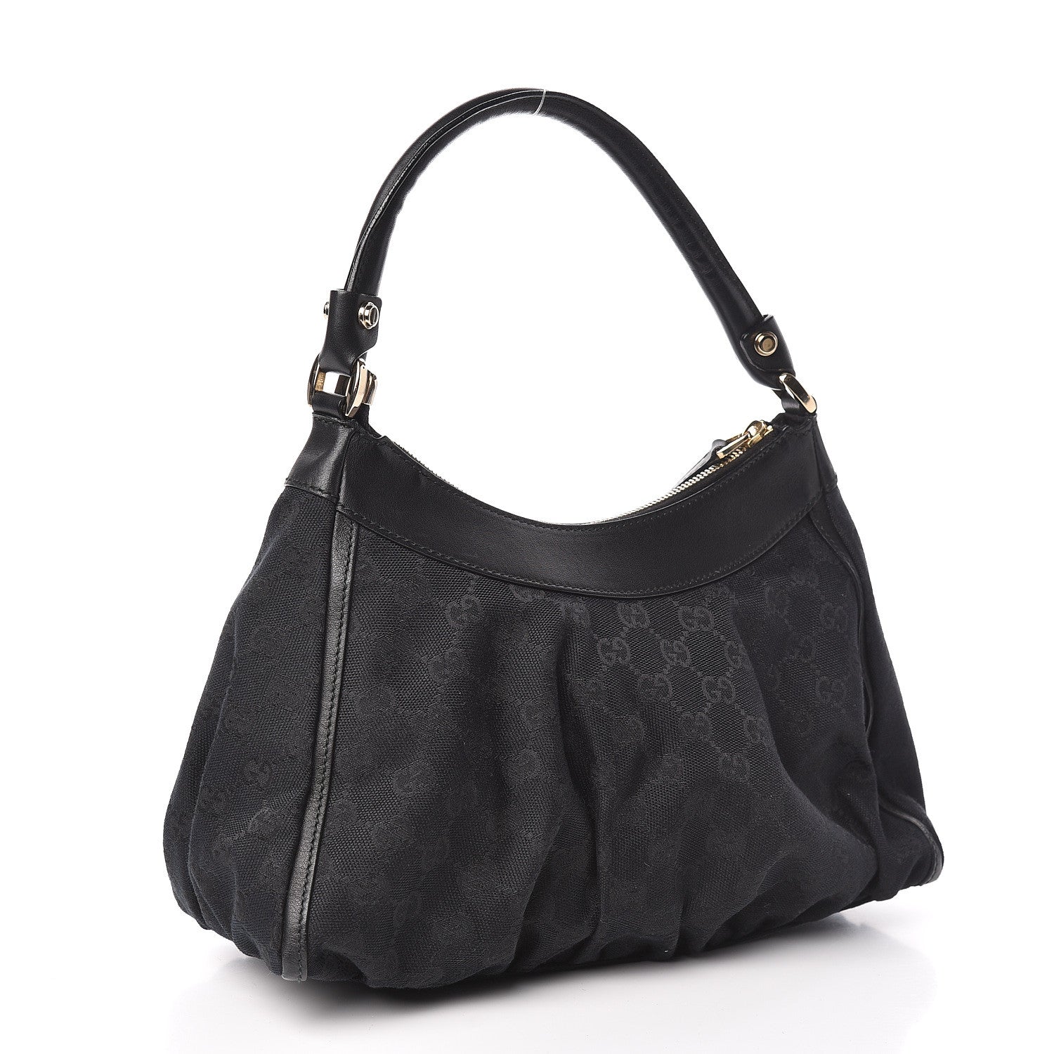 Gucci Monogram Medium D Gold Ring Hobo Black 3 of 12