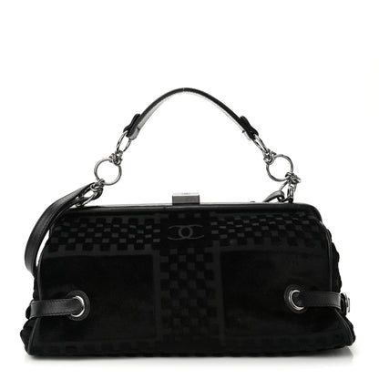 Chanel Velvet Checkered Kisslock Frame Bag Black 1 of 10