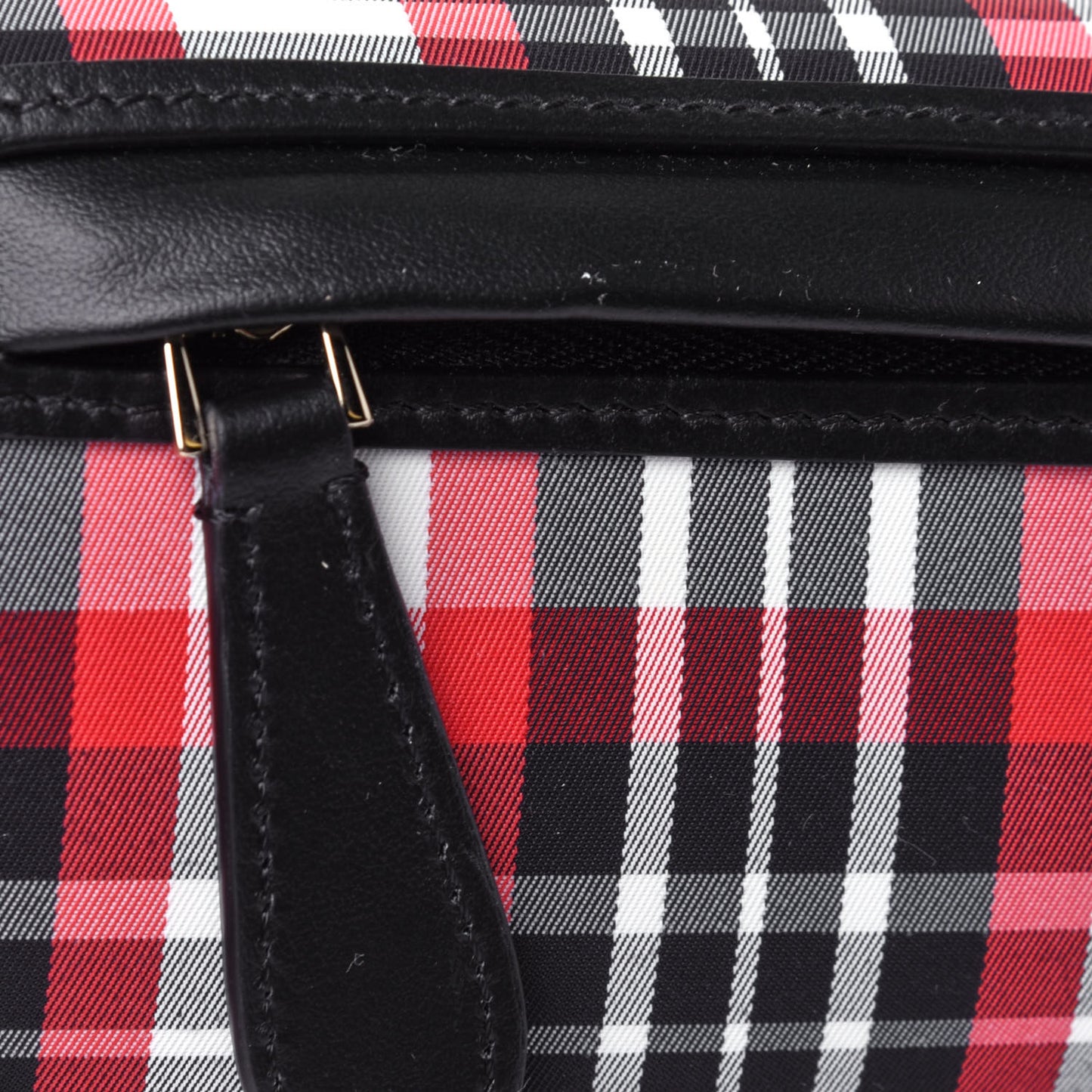 Calfskin Nylon Tartan Micro Olympia Card Case Bright Red